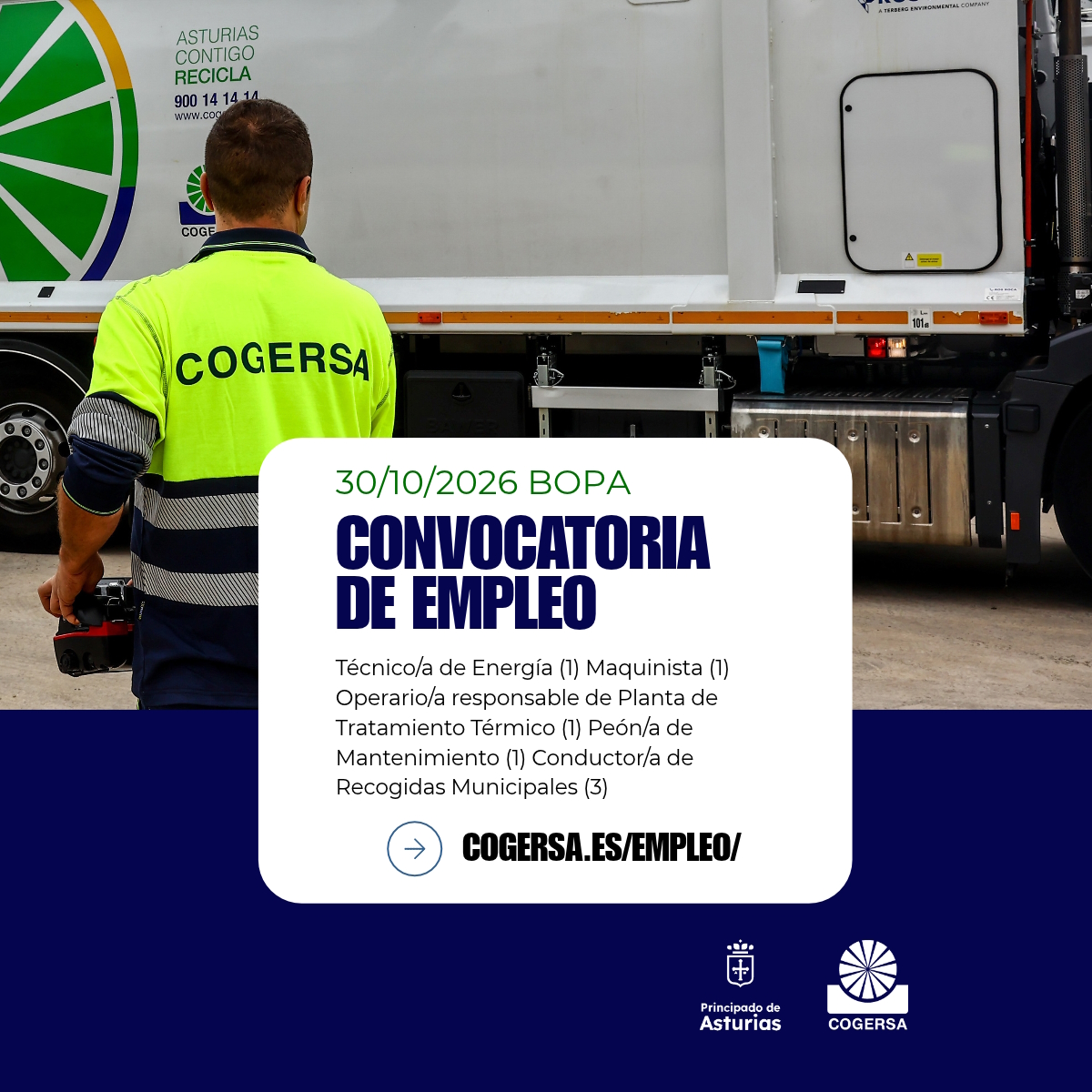 Cogersa convoca seis puestos de trabajo indefinidos en Asturias